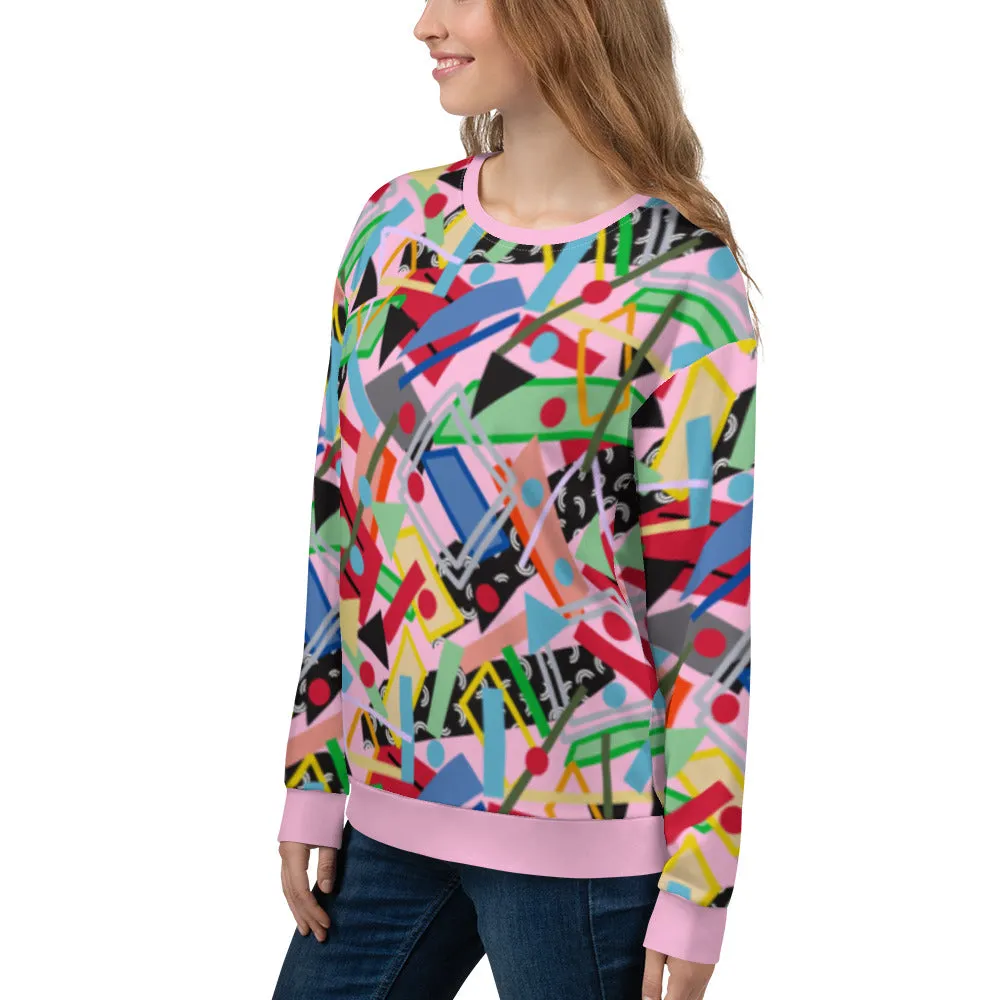 Unisex Sweatshirt, Retro Memphis Style Pink
