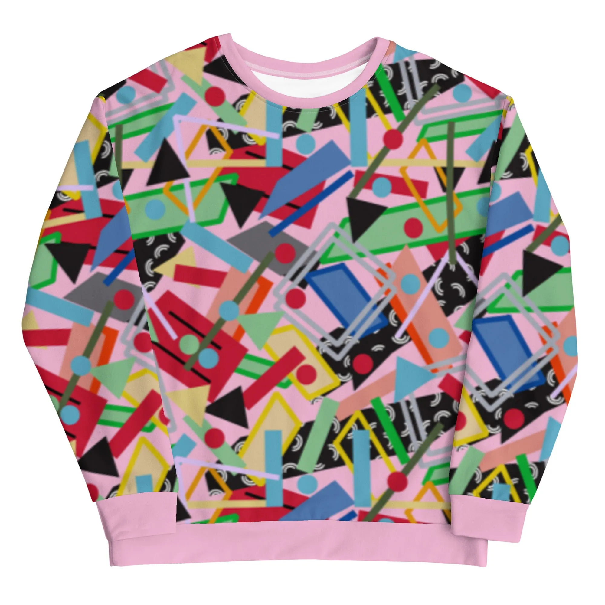 Unisex Sweatshirt, Retro Memphis Style Pink