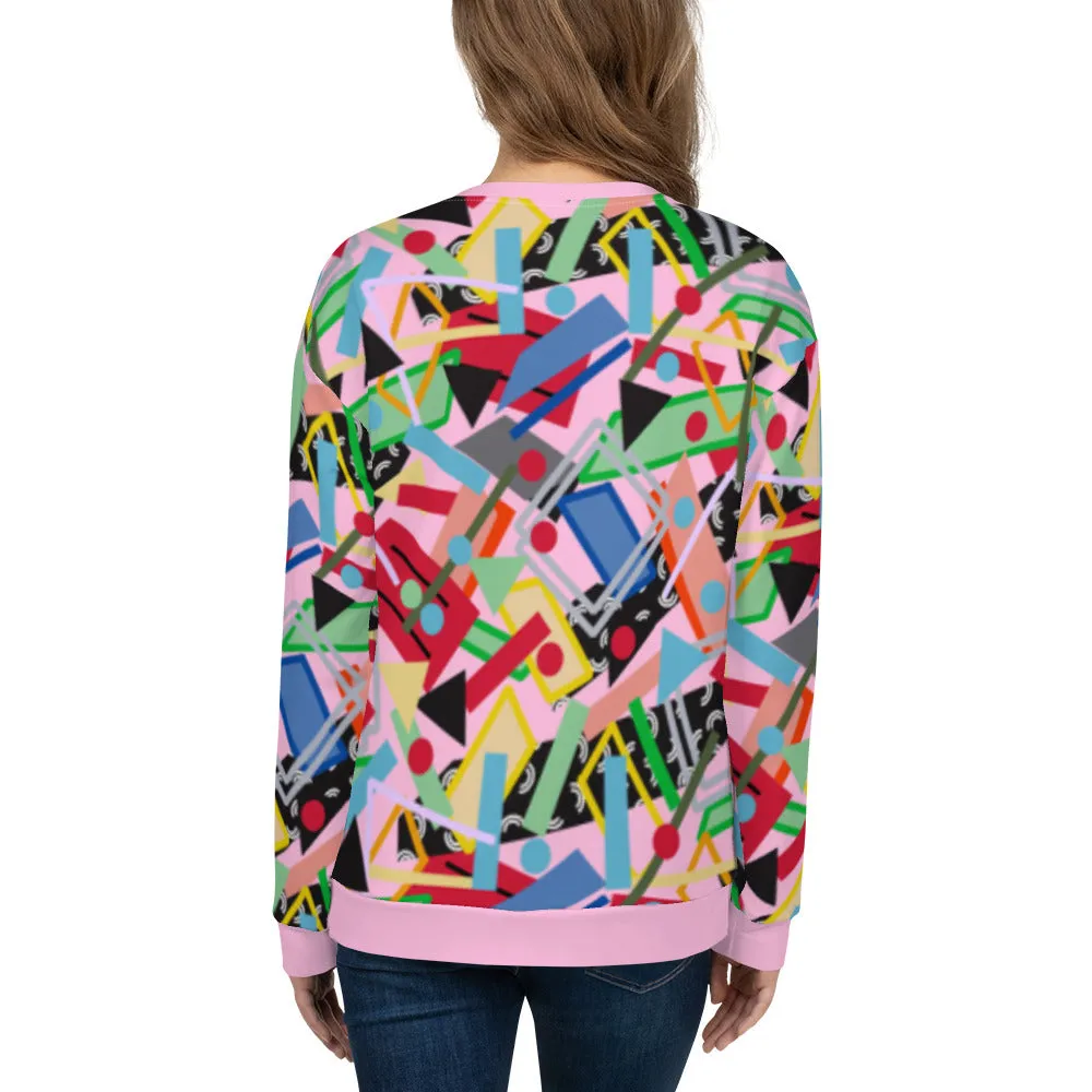 Unisex Sweatshirt, Retro Memphis Style Pink