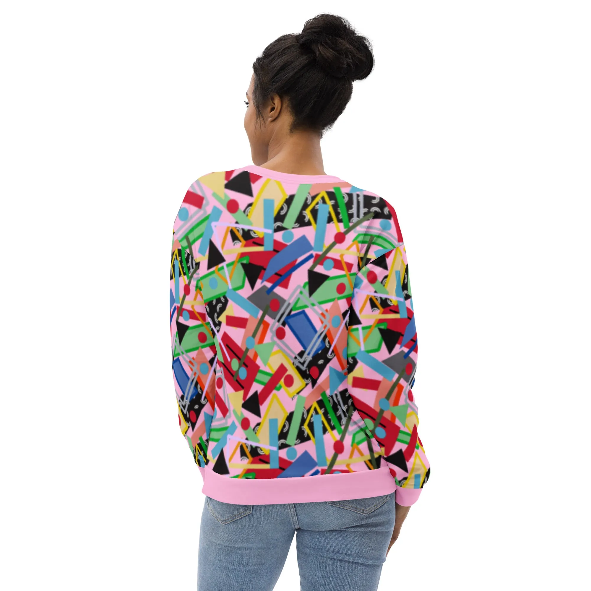 Unisex Sweatshirt, Retro Memphis Style Pink