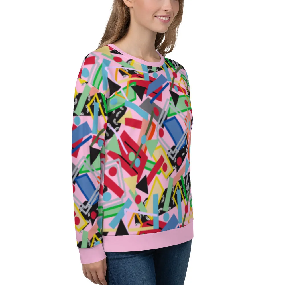 Unisex Sweatshirt, Retro Memphis Style Pink