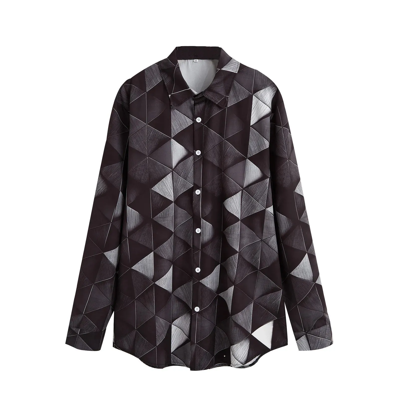 Urbaner Flair: Vintage Geometrisches Druck Langarmhemd für Männer