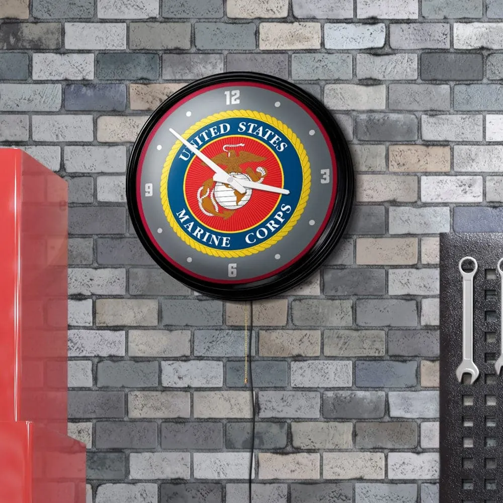 US Marine Corps: Seal - Retro Lighted Wall Clock