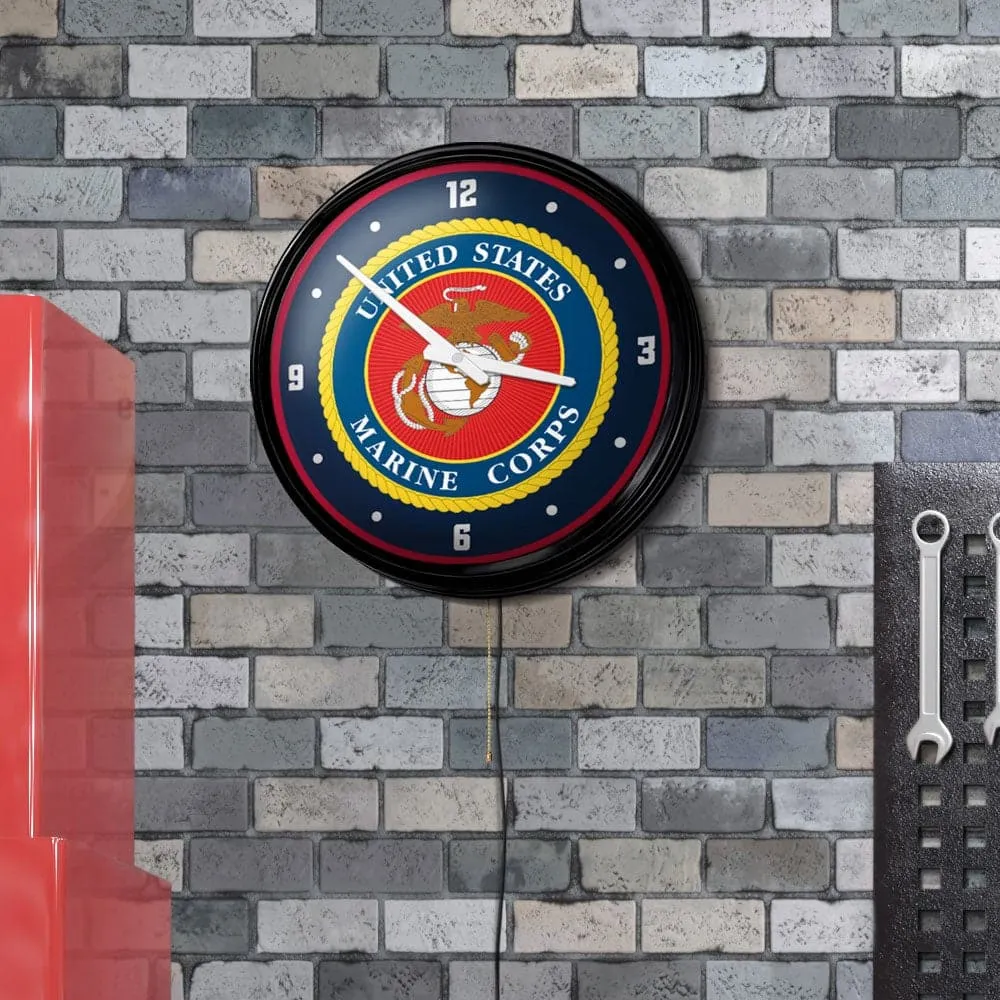 US Marine Corps: Seal - Retro Lighted Wall Clock
