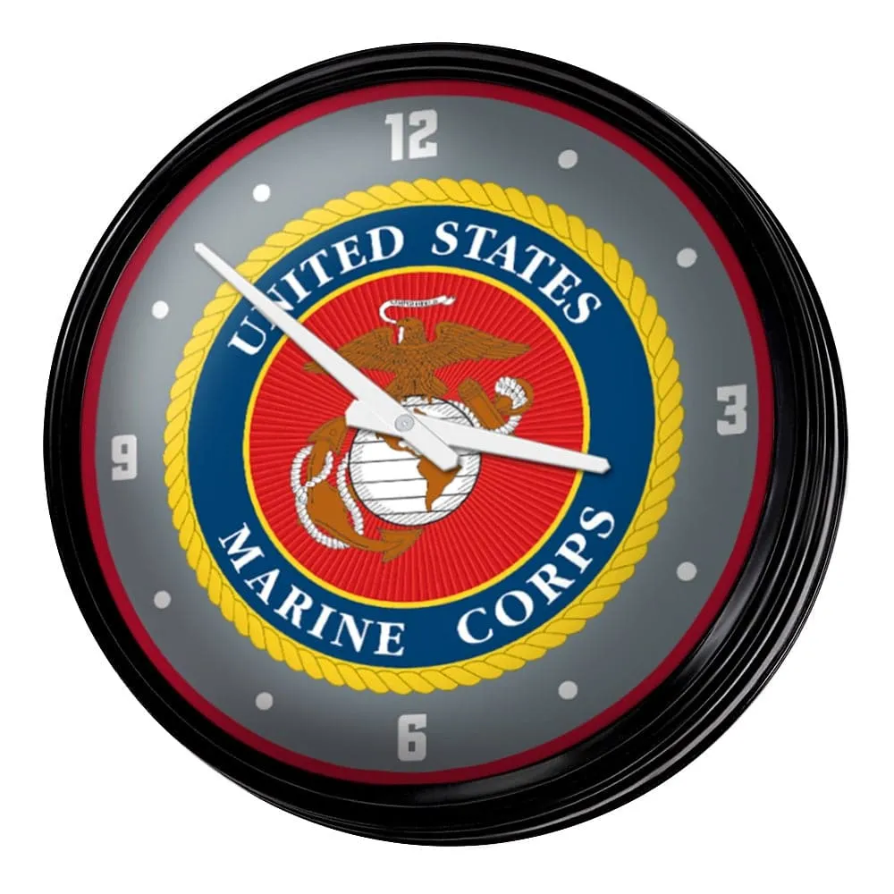 US Marine Corps: Seal - Retro Lighted Wall Clock