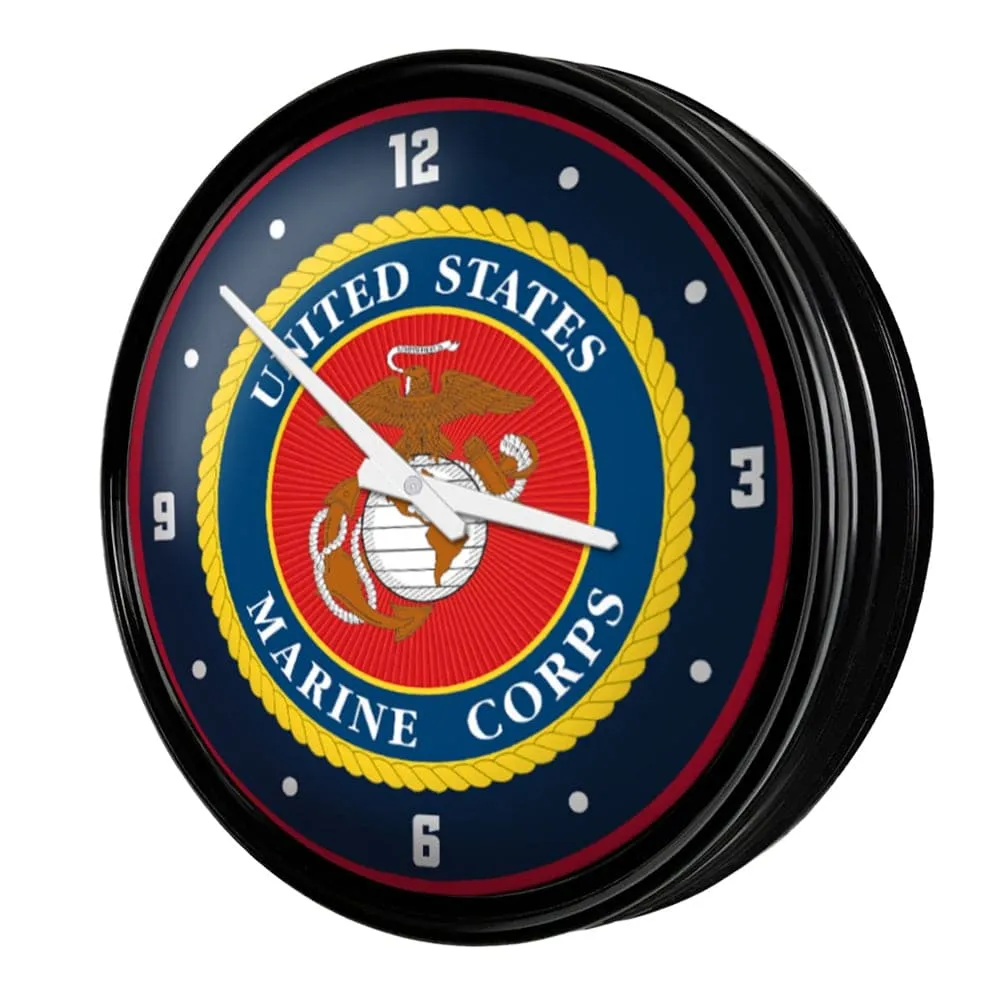 US Marine Corps: Seal - Retro Lighted Wall Clock