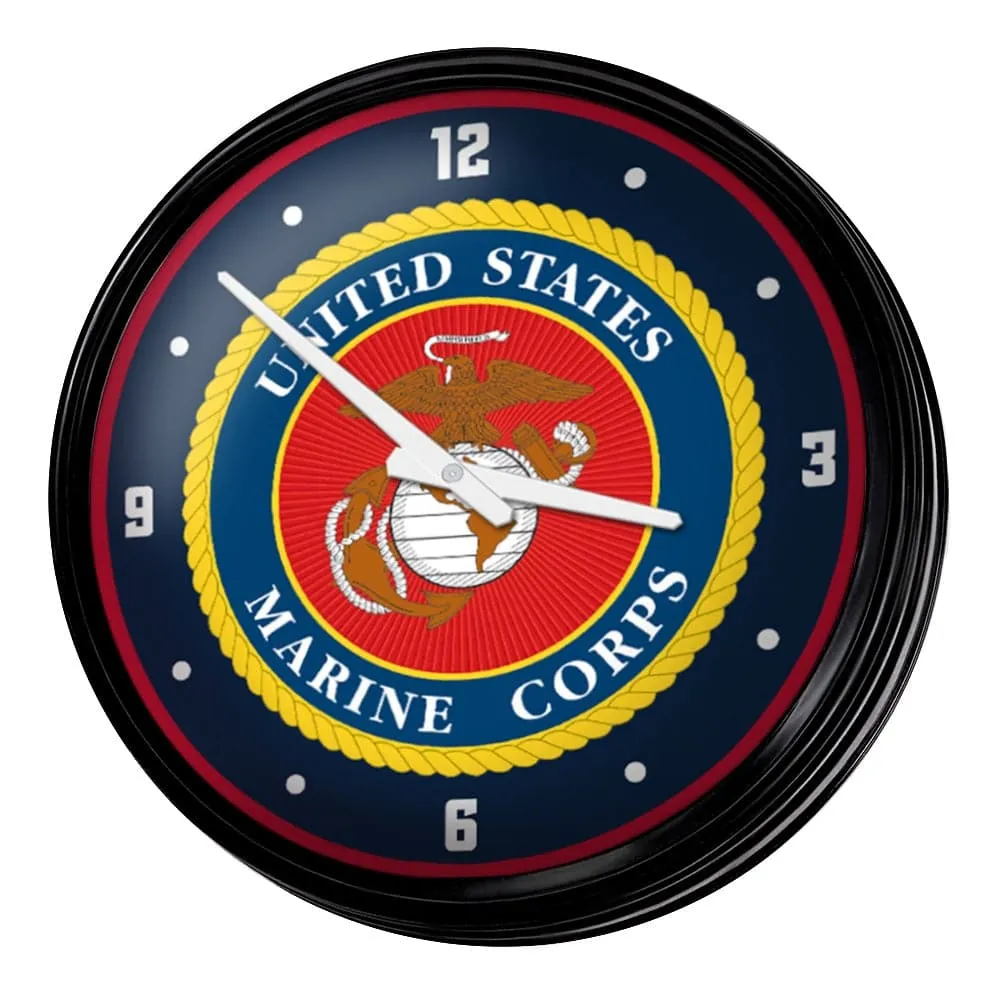 US Marine Corps: Seal - Retro Lighted Wall Clock