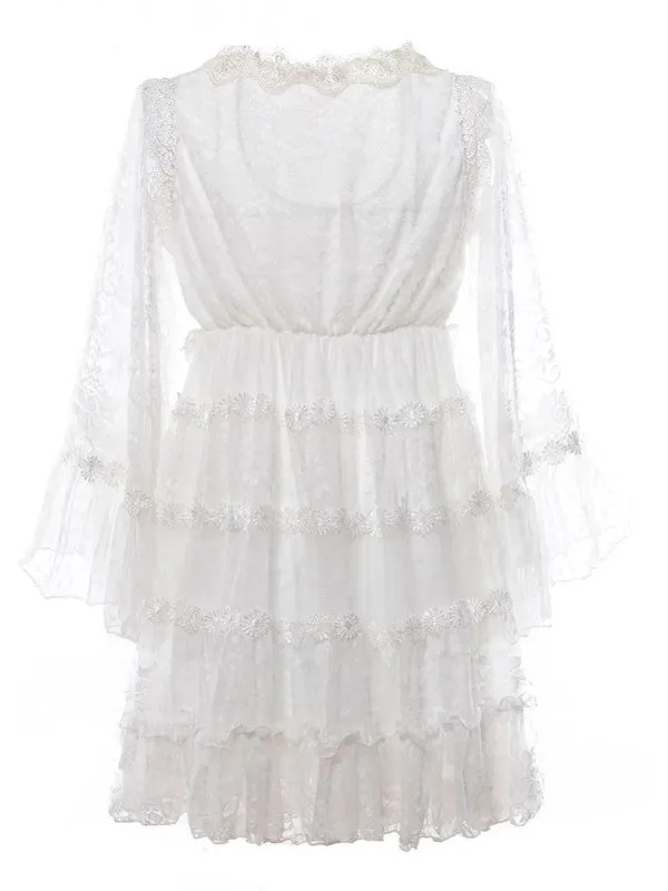 v neck floral lace dress