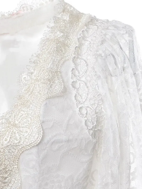 v neck floral lace dress