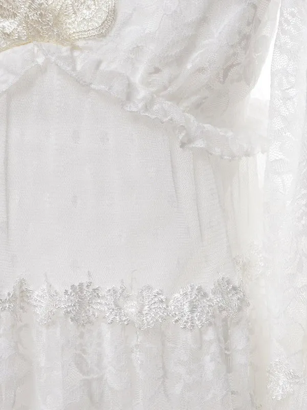 v neck floral lace dress