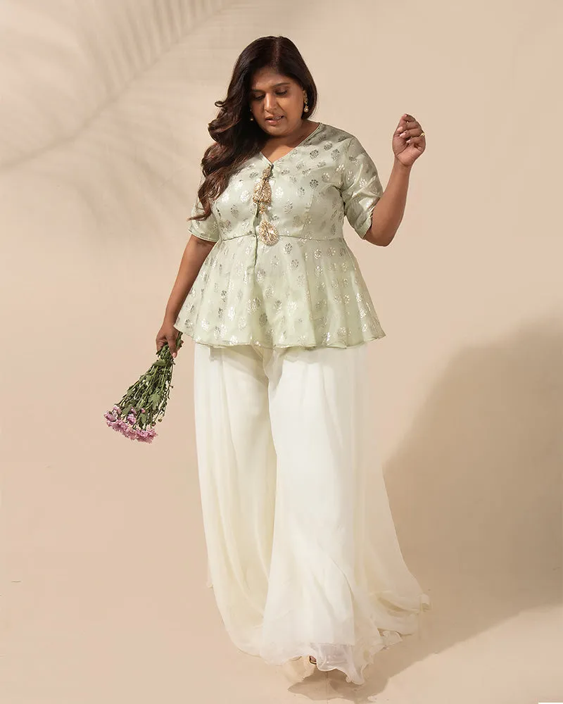 Vanilla Mint Sharara Set