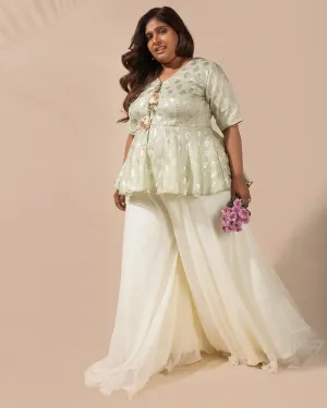 Vanilla Mint Sharara Set