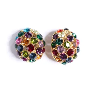 Vintage Blanca Rainbow Rhinestone Statement Earrings