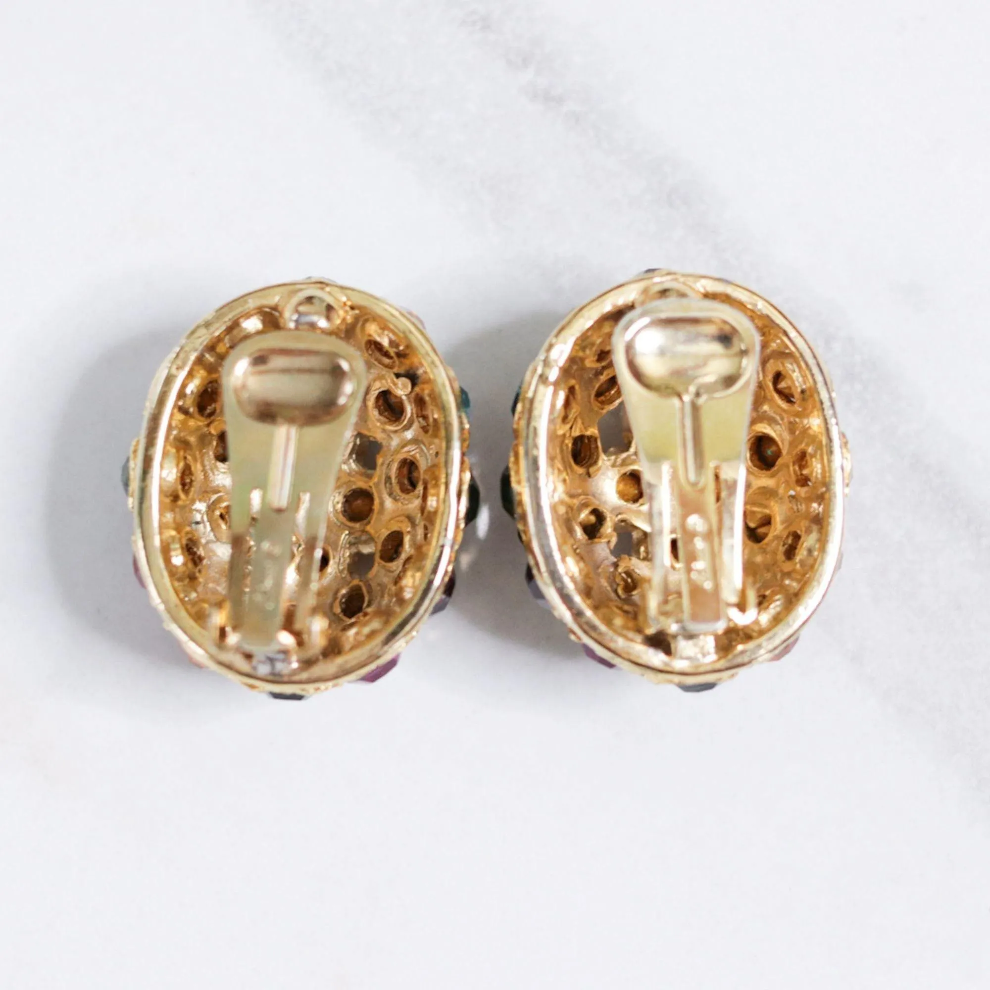 Vintage Blanca Rainbow Rhinestone Statement Earrings