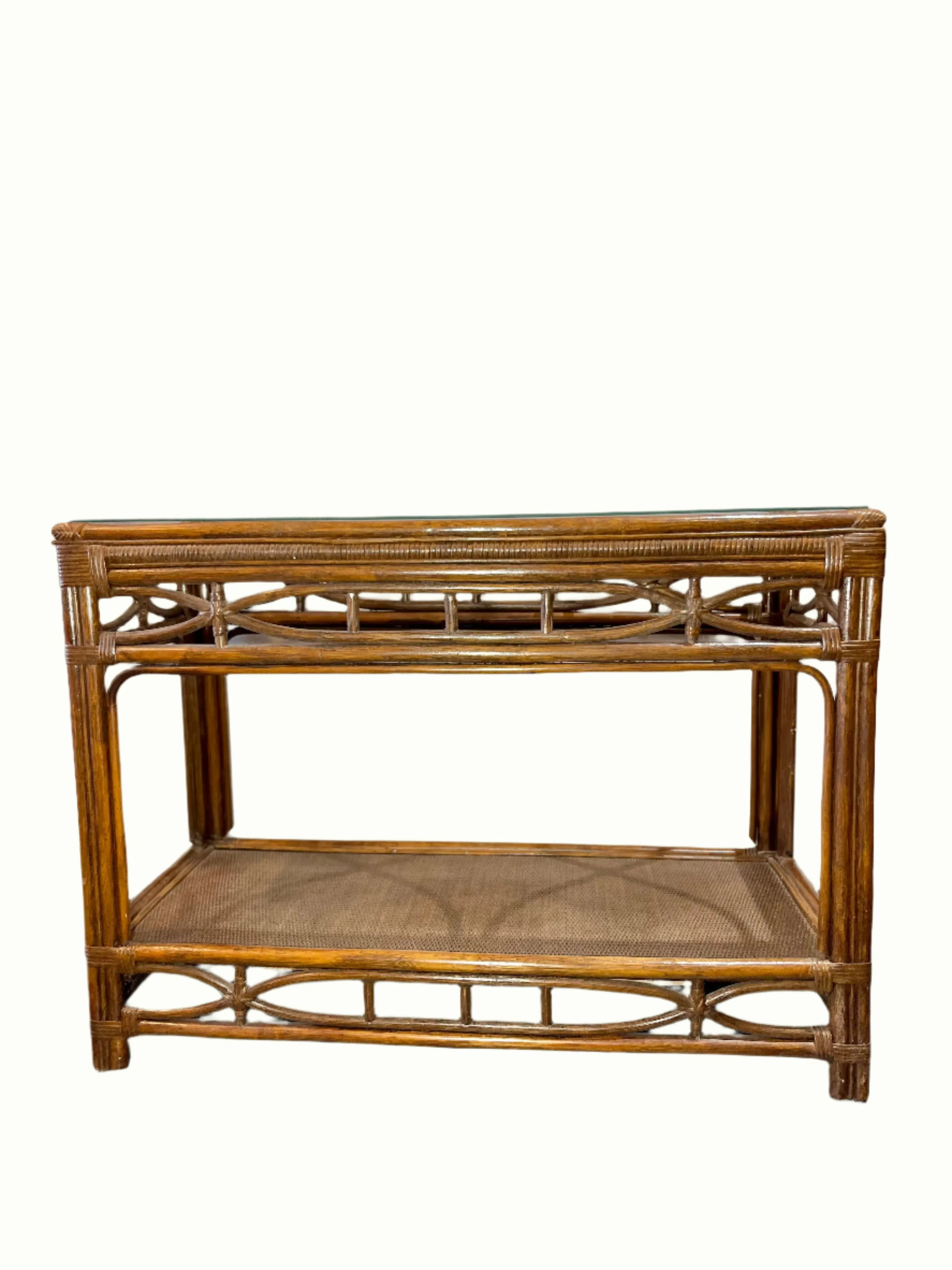 Vintage Dark Bamboo Entry Table