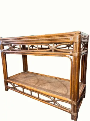 Vintage Dark Bamboo Entry Table