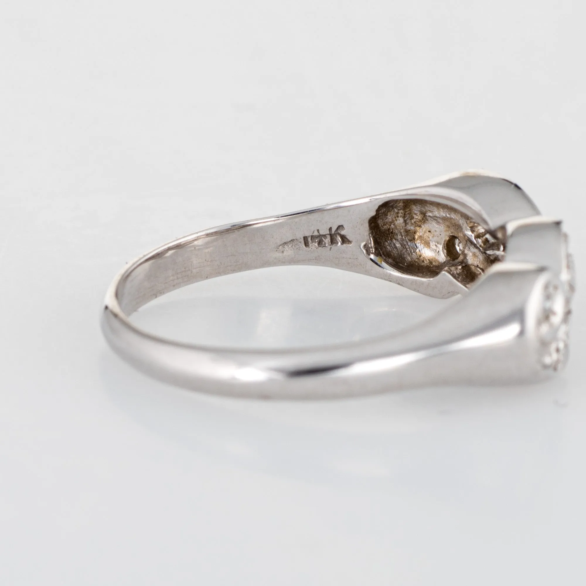 Vintage Diamond Band 14k White Gold Estate Ring Jewelry Sz 4.75 Scrolled Design
