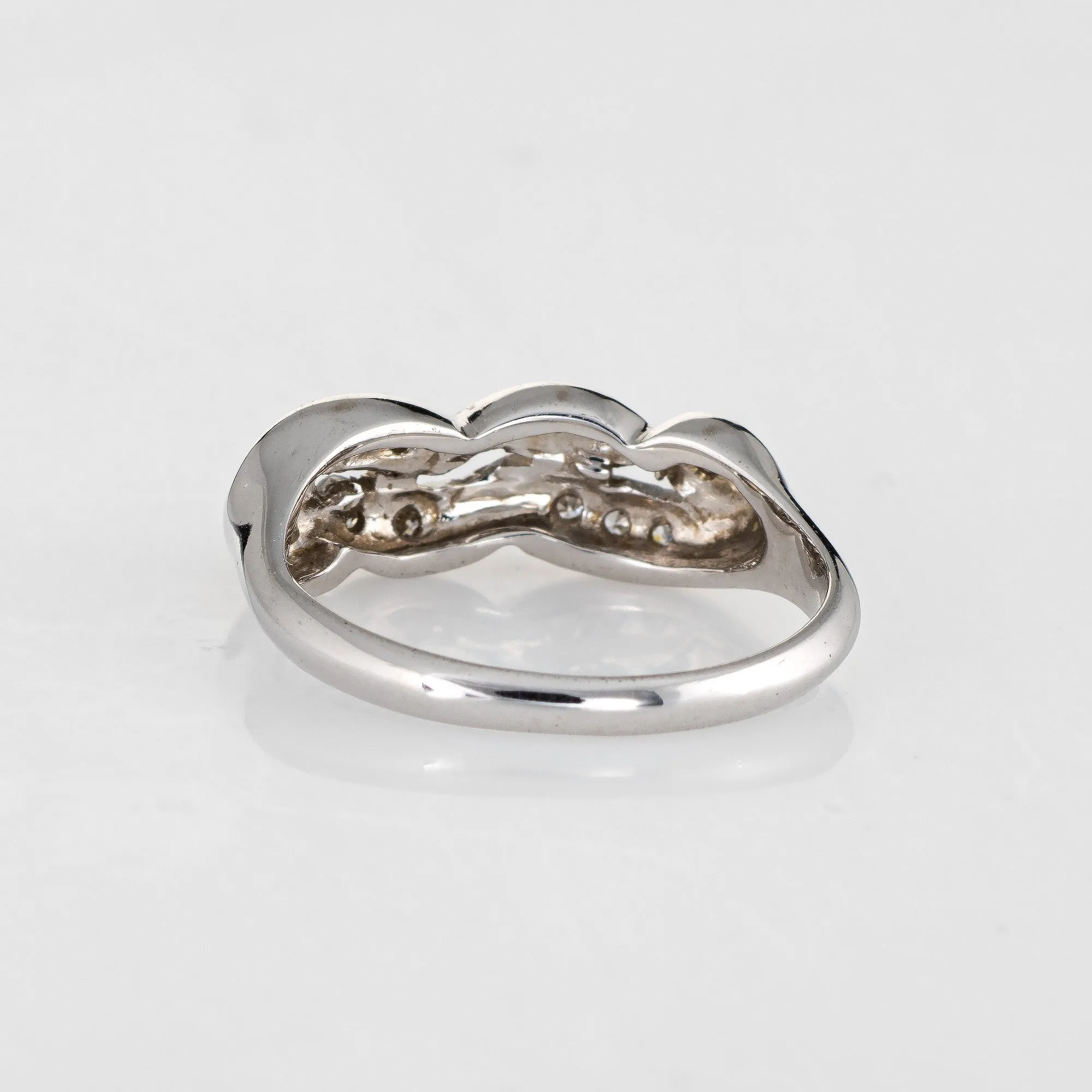 Vintage Diamond Band 14k White Gold Estate Ring Jewelry Sz 4.75 Scrolled Design