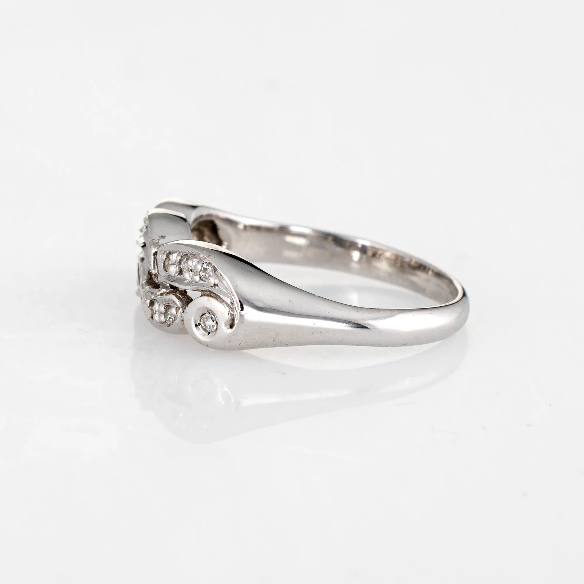 Vintage Diamond Band 14k White Gold Estate Ring Jewelry Sz 4.75 Scrolled Design