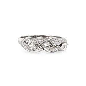 Vintage Diamond Band 14k White Gold Estate Ring Jewelry Sz 4.75 Scrolled Design