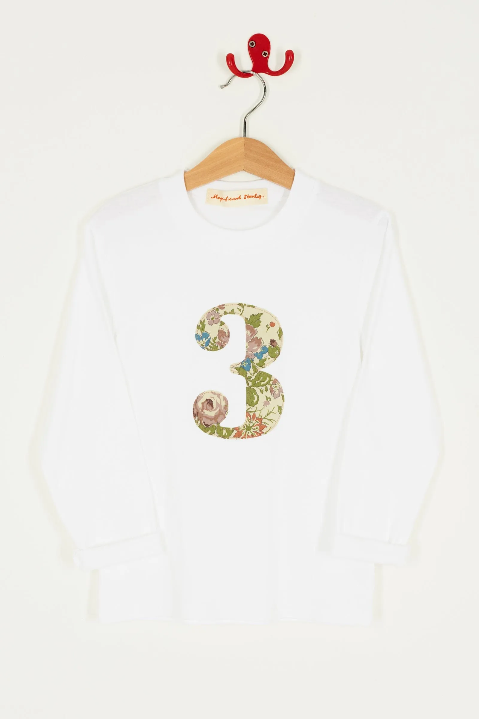 Vintage Ellen Rose Personalised or Number White T-Shirt FABLE HEART Collaboration