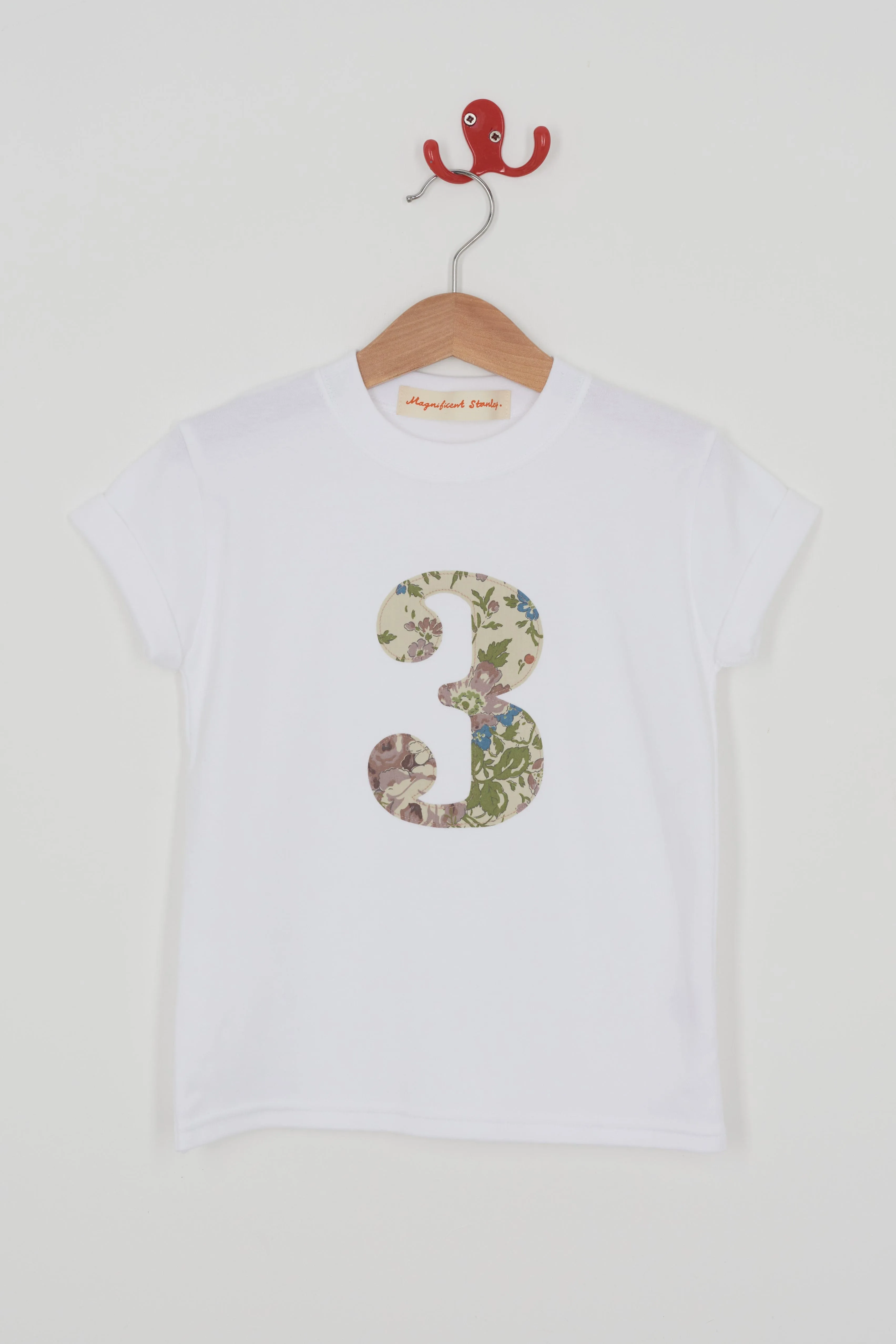 Vintage Ellen Rose Personalised or Number White T-Shirt FABLE HEART Collaboration
