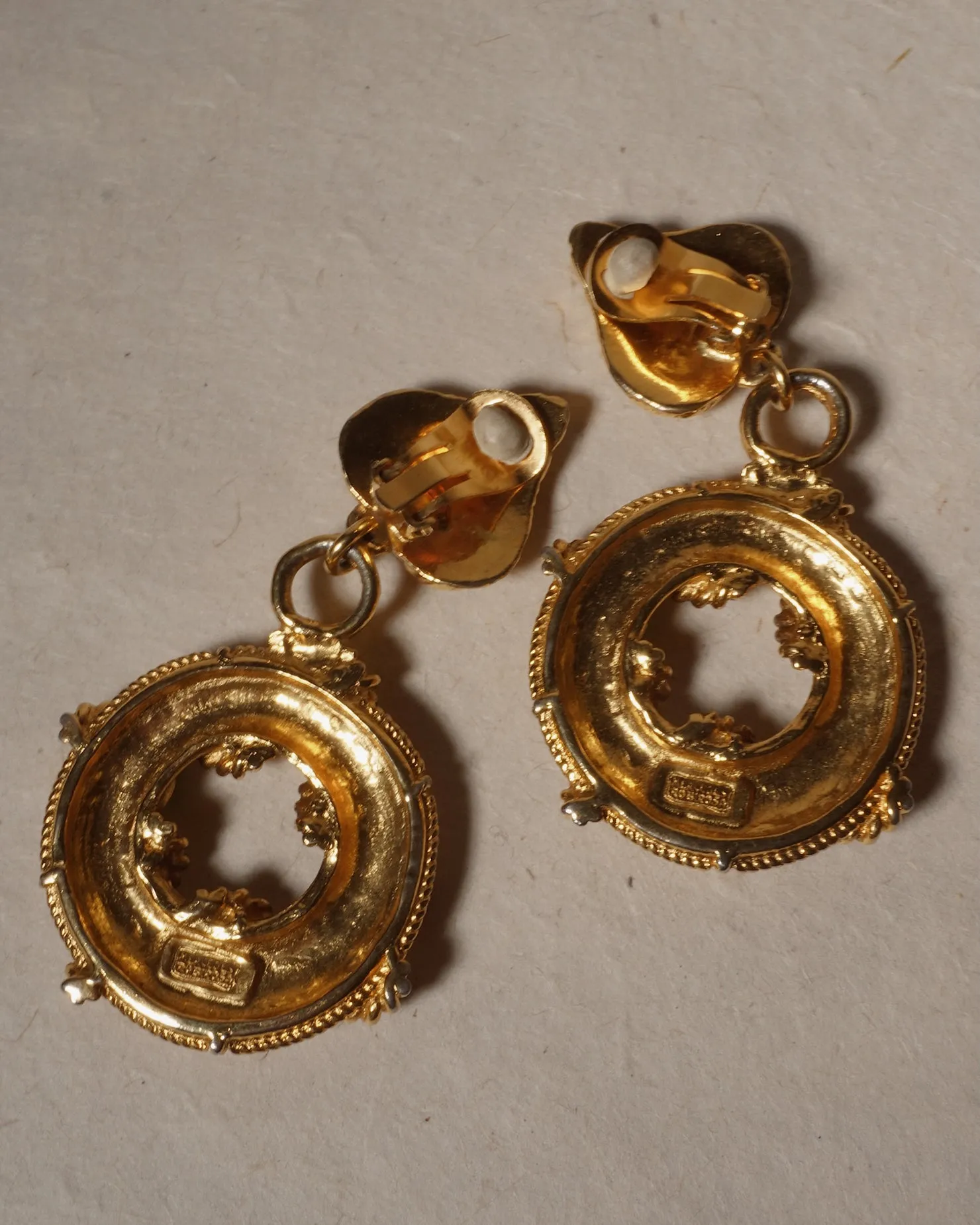 Vintage Etruscan Cabochon Statement Earrings