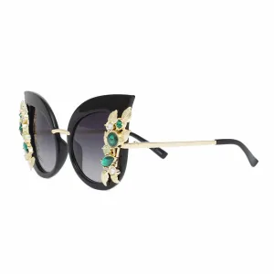 Vintage Green Crystal Cat Eye Eyewear