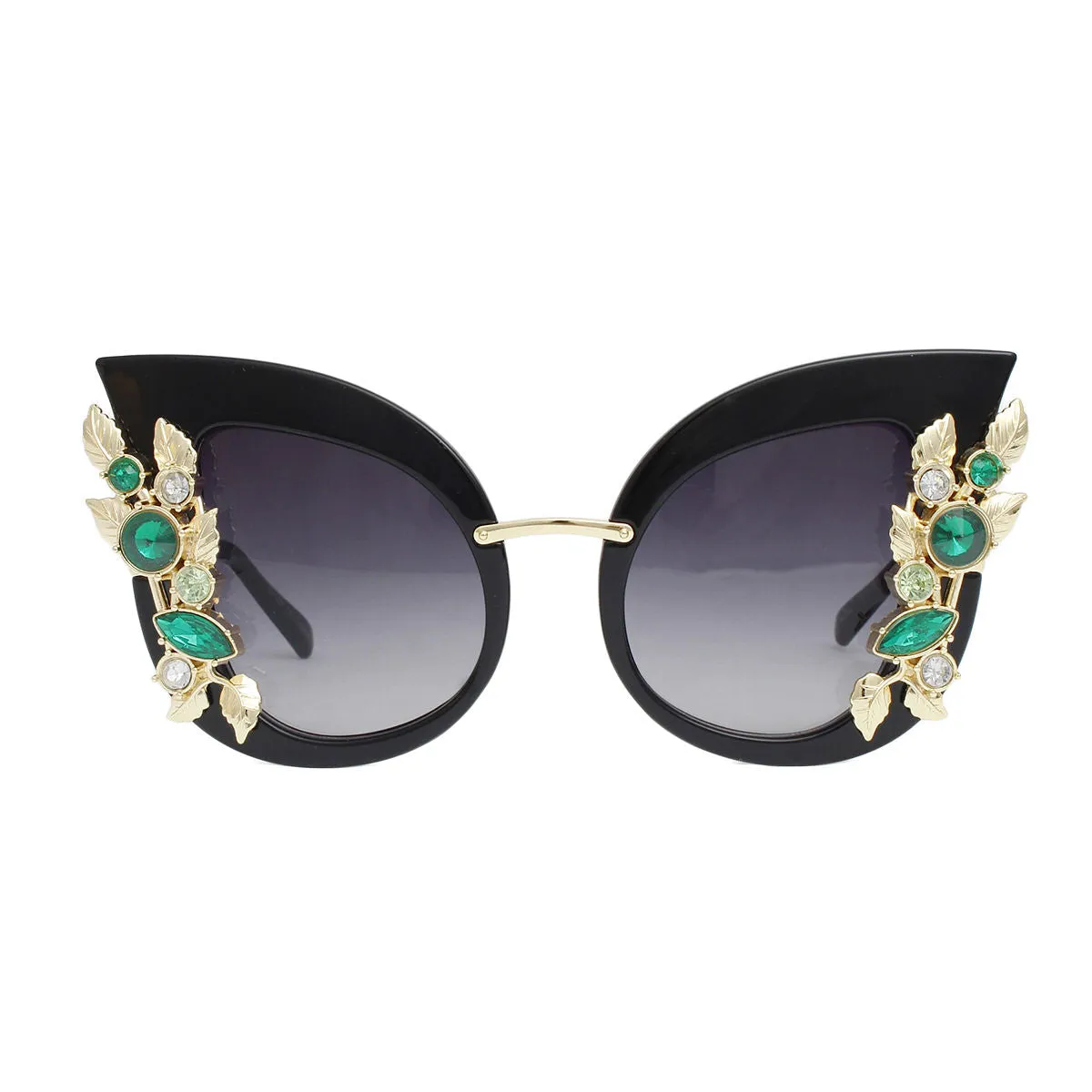 Vintage Green Crystal Cat Eye Eyewear