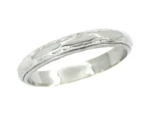 Vintage Men's Millgrain Geometric Wedding Band in 14 Karat White Gold