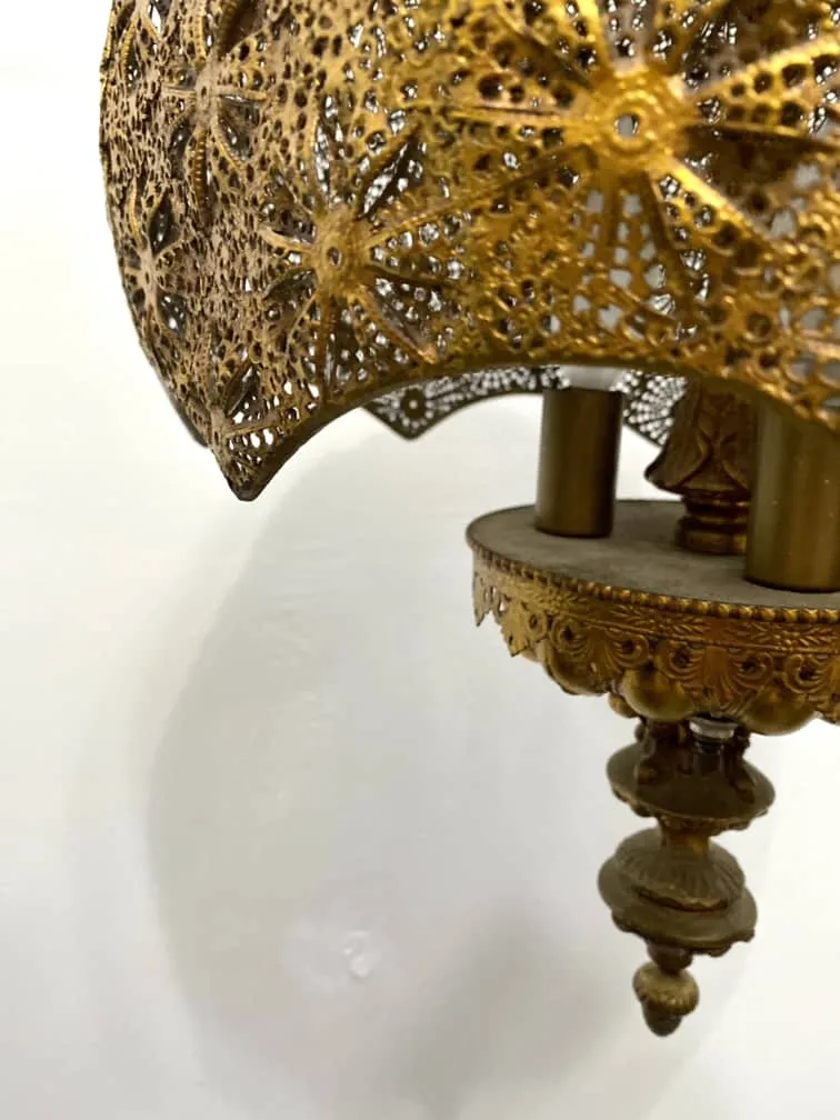 Vintage Moroccan Brass Chandelier