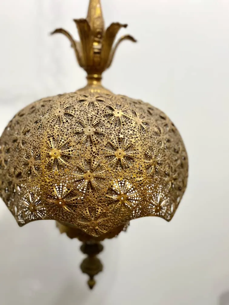 Vintage Moroccan Brass Chandelier