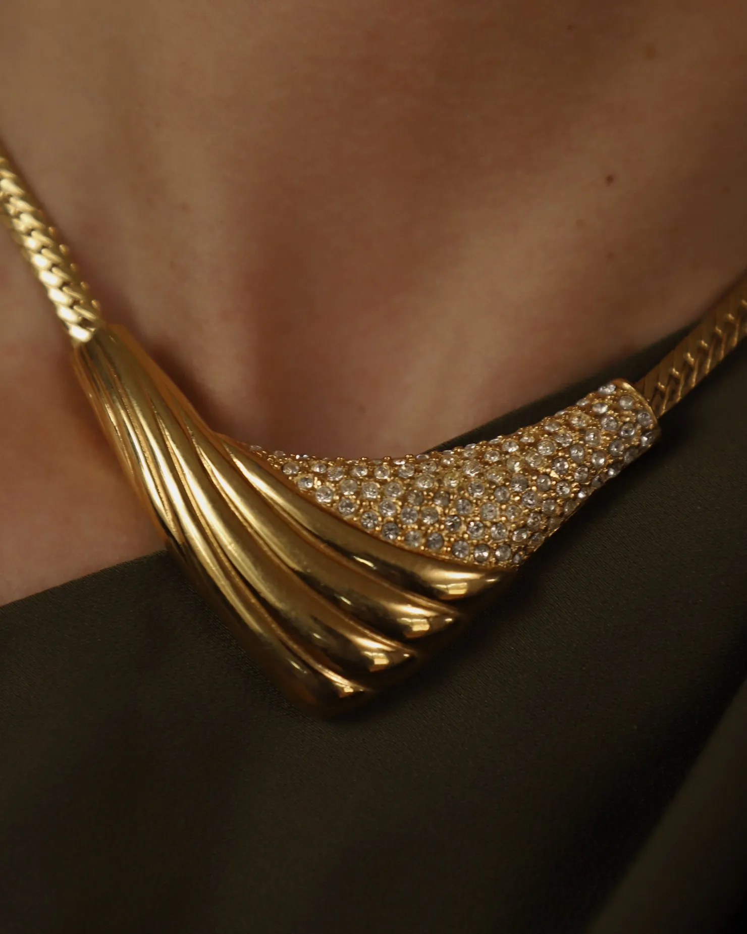 Vintage Pavé Art Deco Statement Necklace