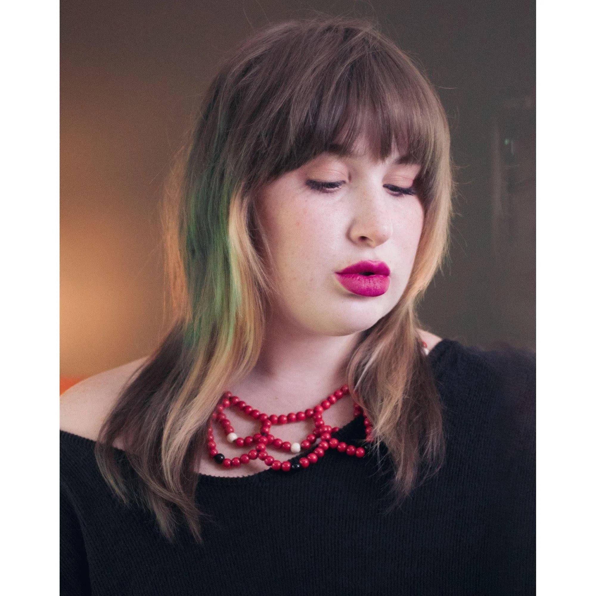 Vintage Red, White, Black Funky Bib Statement Necklace
