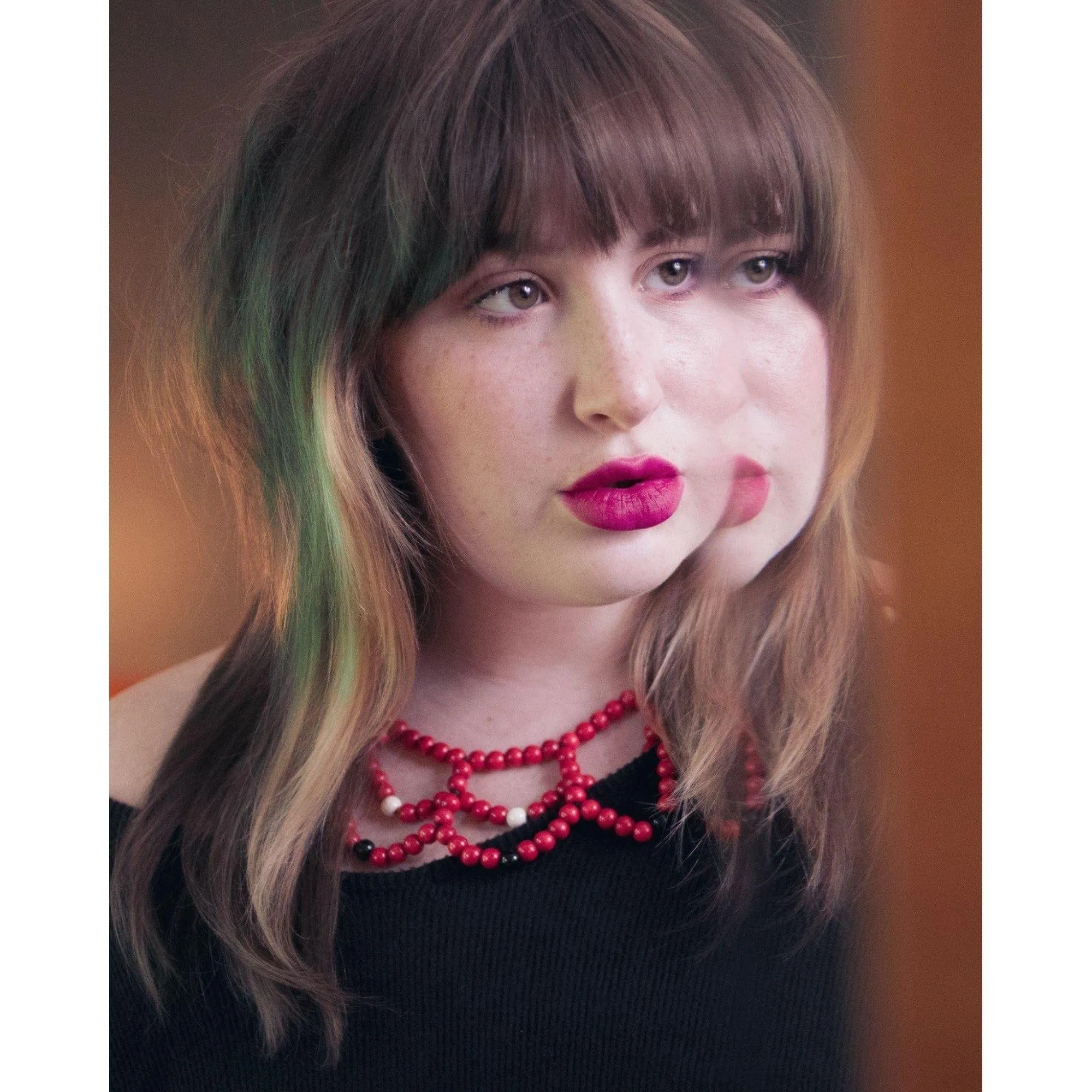 Vintage Red, White, Black Funky Bib Statement Necklace