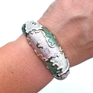 Vintage Silver and Gold Pastel Bangle Bracelet