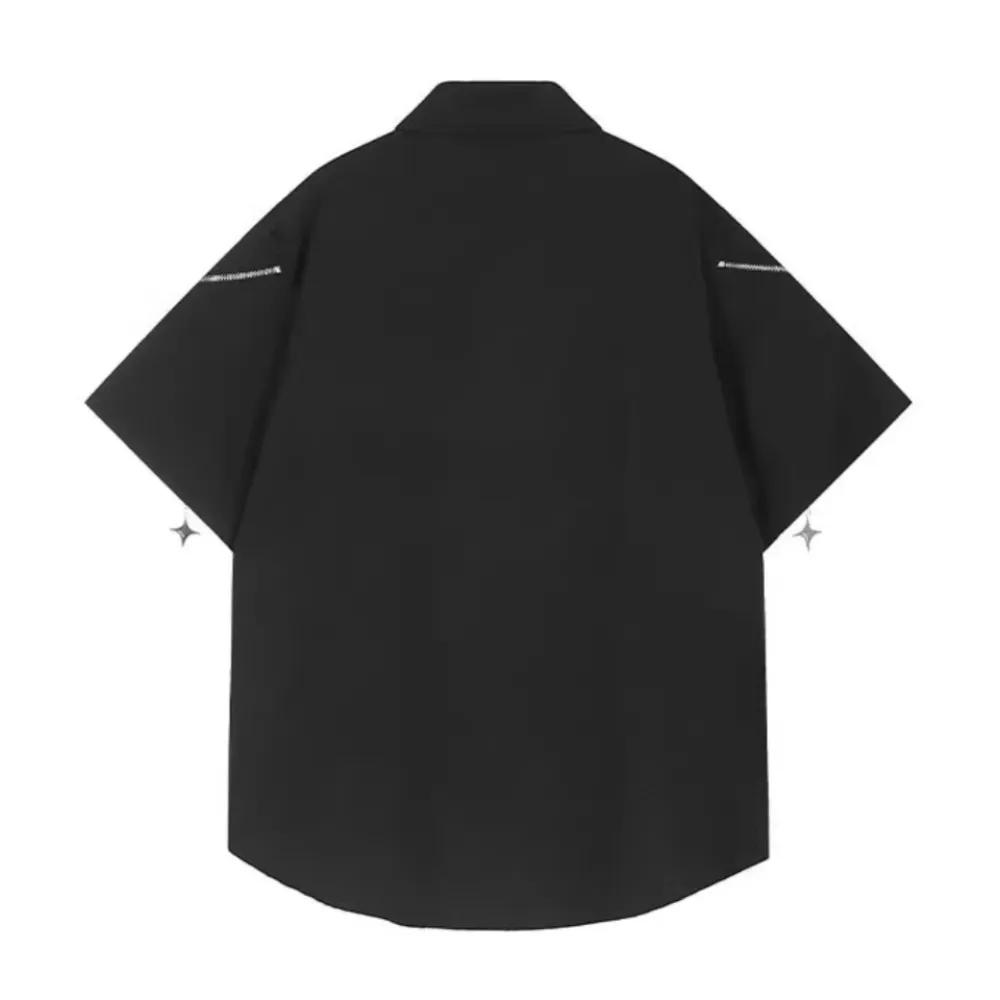 Vintage Solid Zip Cargo Shirts