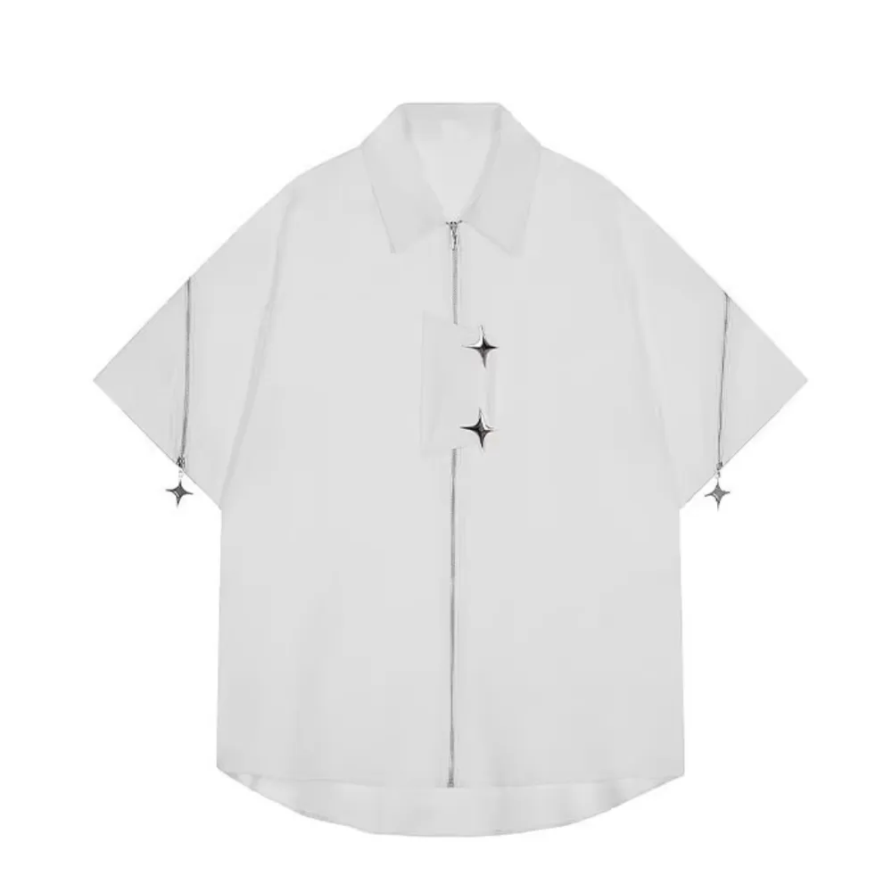 Vintage Solid Zip Cargo Shirts