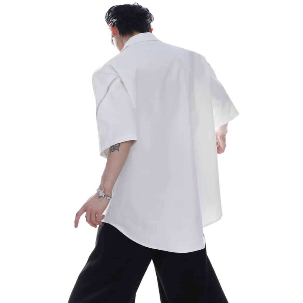 Vintage Solid Zip Cargo Shirts