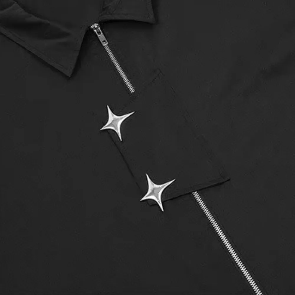 Vintage Solid Zip Cargo Shirts