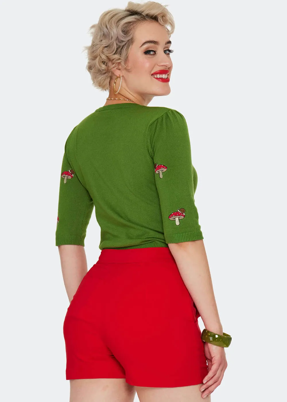 Voodoo Vixen Faux Button 50's Shorts Rood