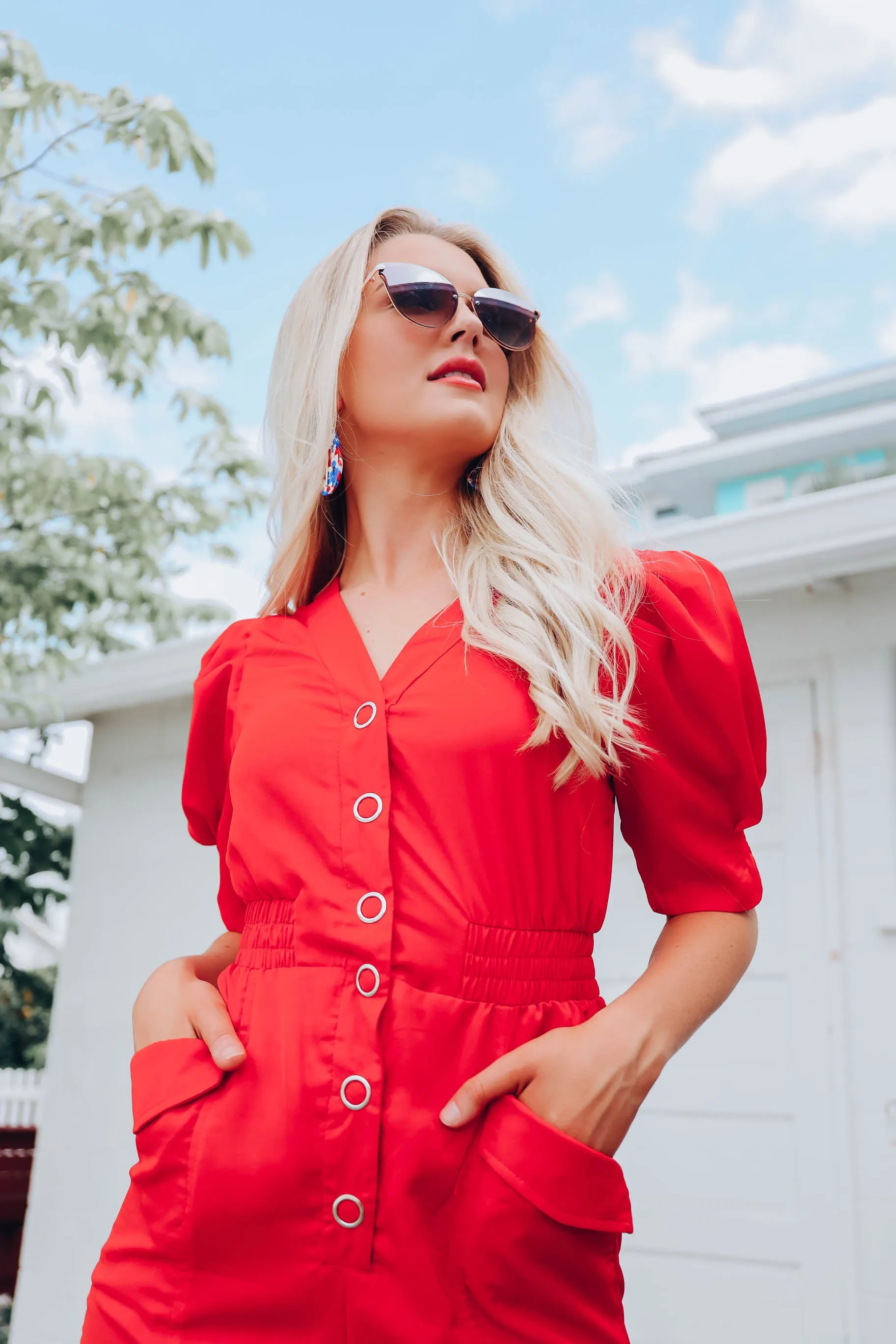 Walk The Walk Cinch Waist Jumpsuit - Red