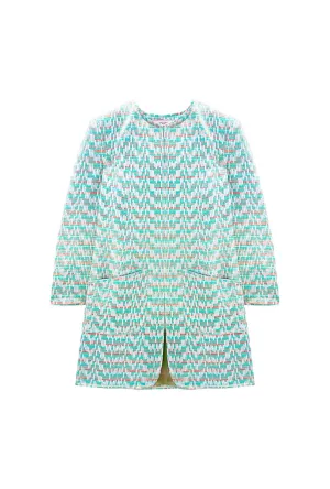 Walking Coat - Aqua Channels Brocade