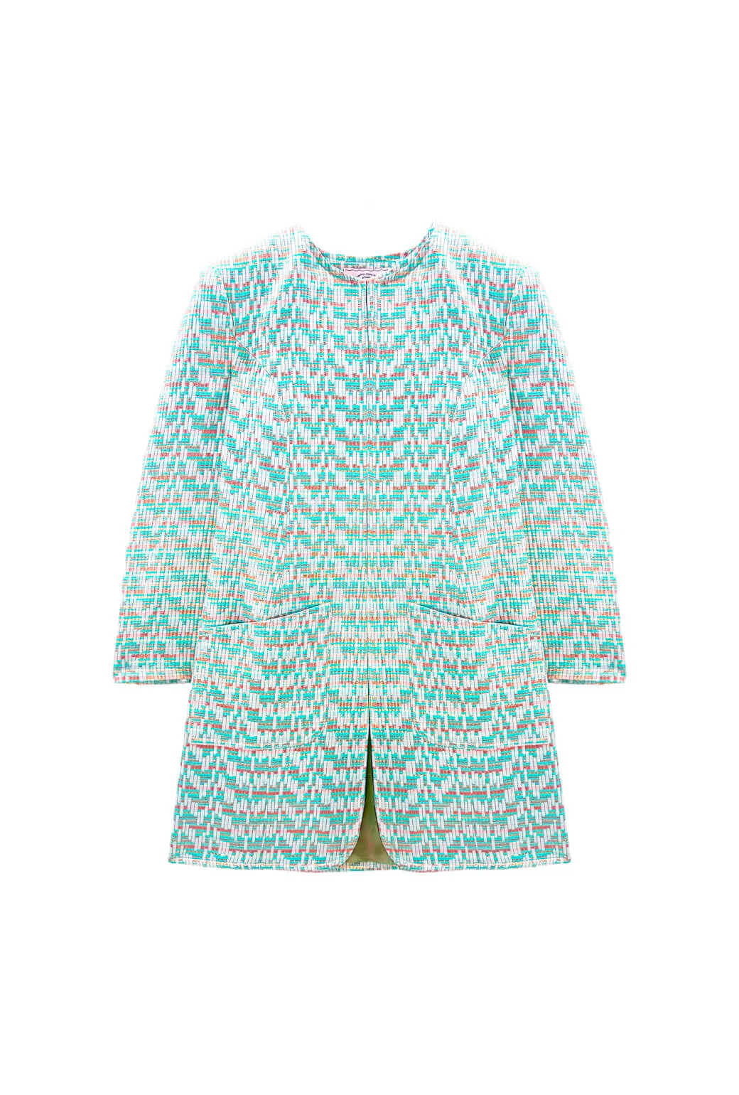 Walking Coat - Aqua Channels Brocade