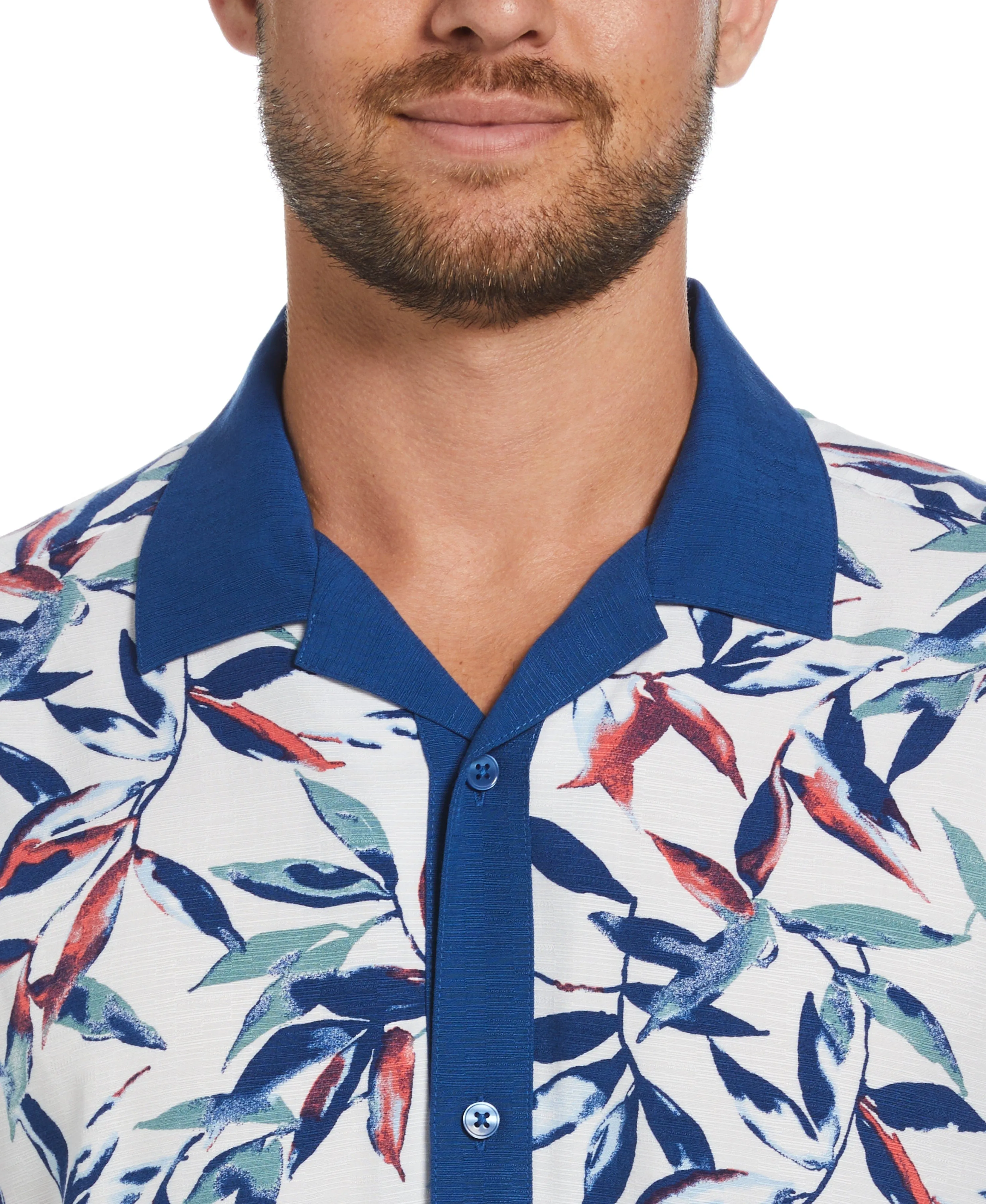Watercolor Leaf Print Textured Shirt