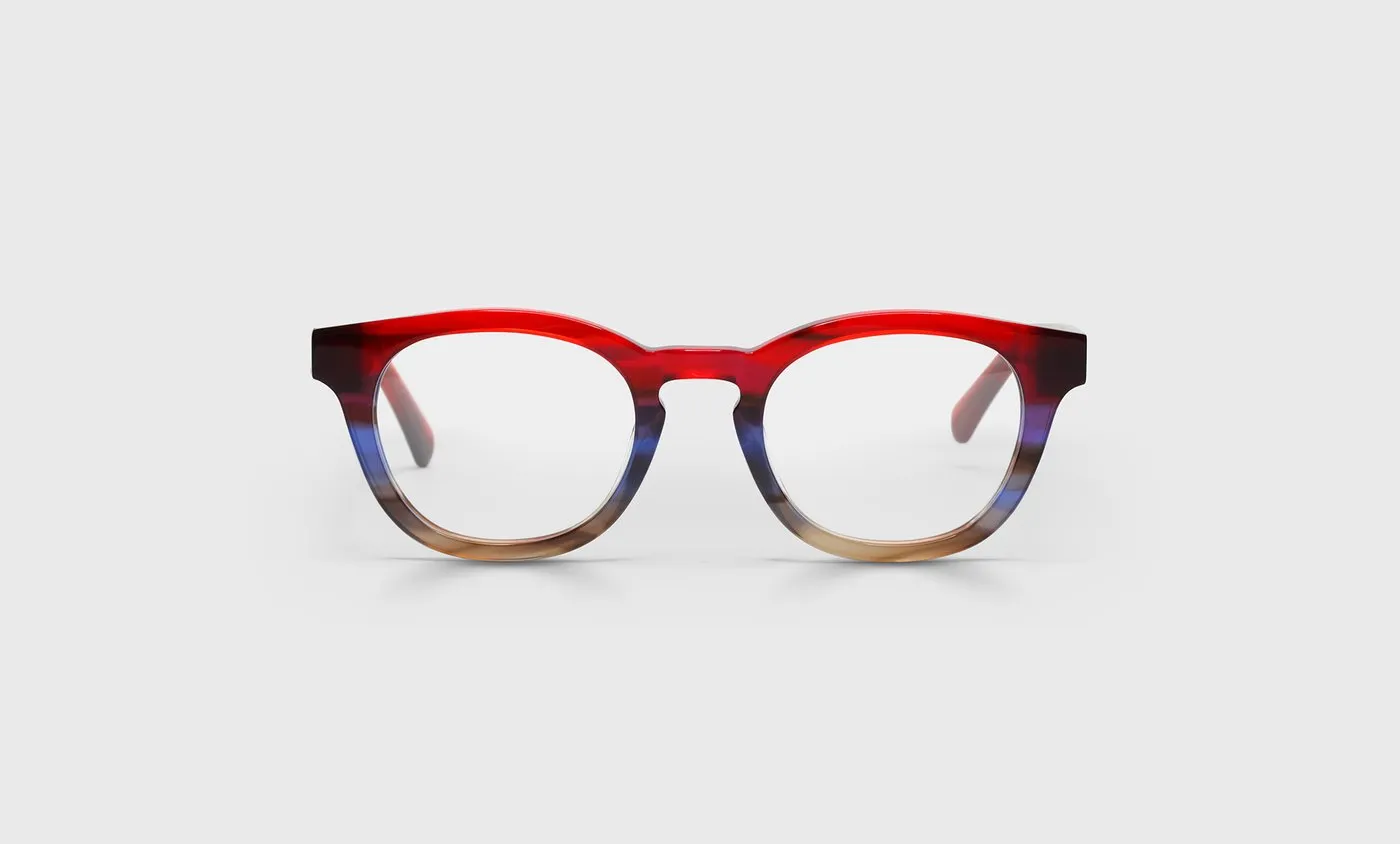 Waylaid Average Color 02 - Red Demi to Blue Fade Front with Red Demi Temples