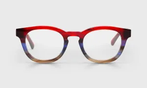 Waylaid Average Color 02 - Red Demi to Blue Fade Front with Red Demi Temples