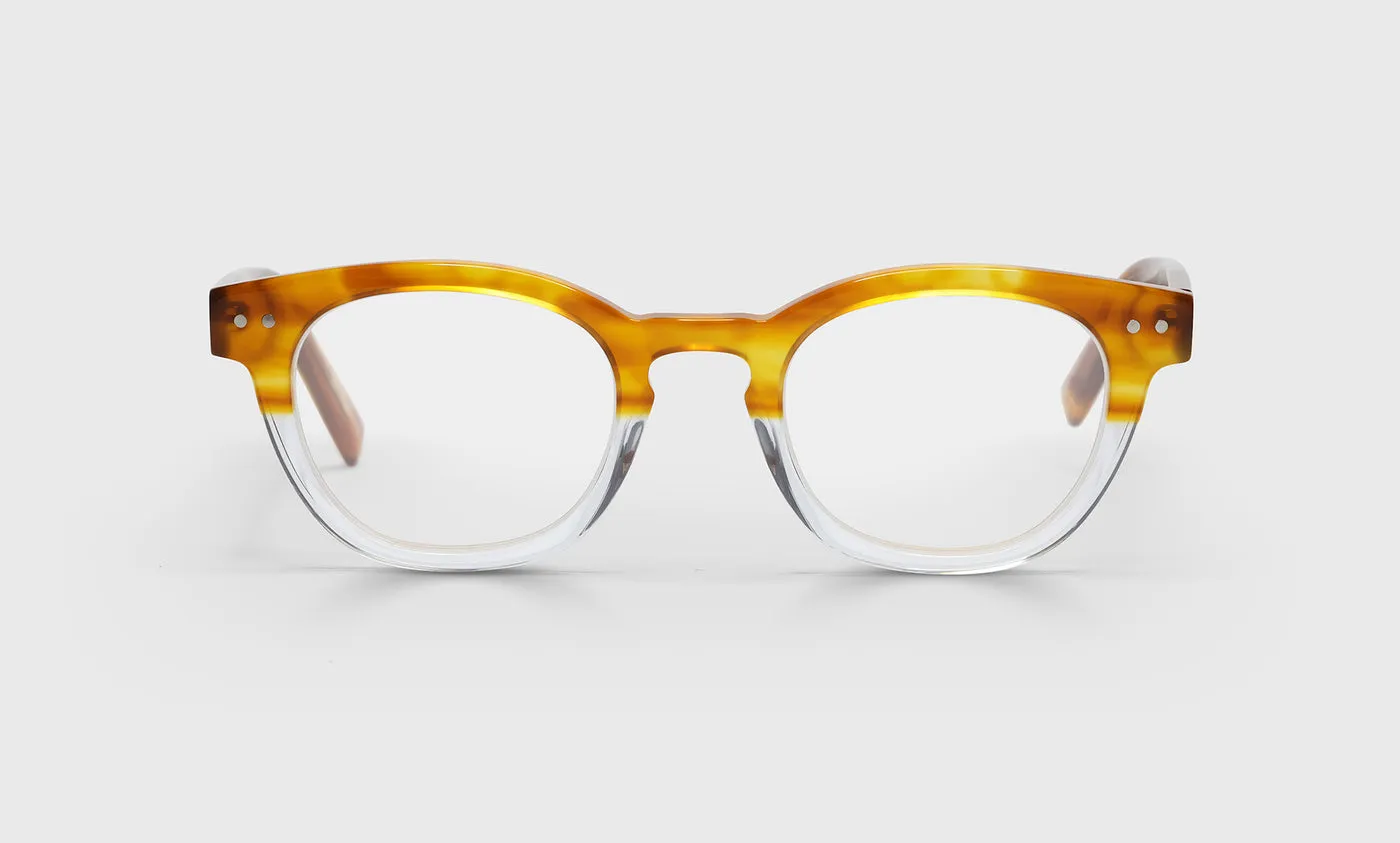 Waylaid Average Color 19 - Amber and clear crystal front with amber temples