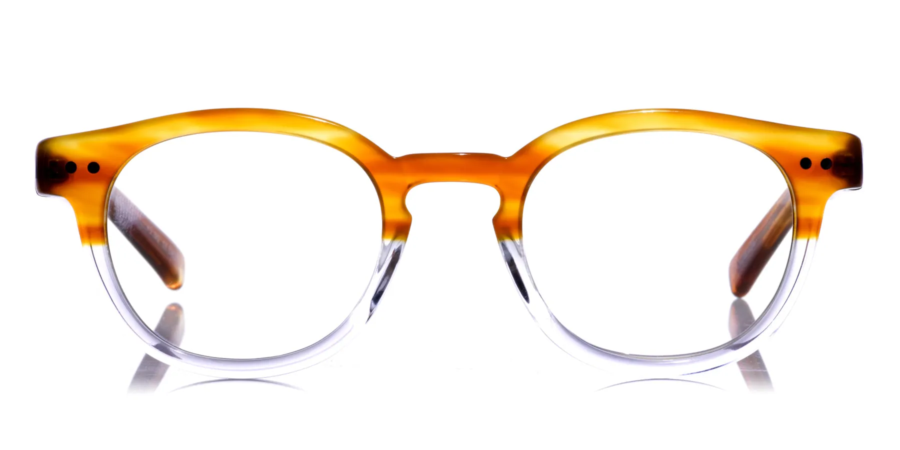 Waylaid Average Color 19 - Amber and clear crystal front with amber temples