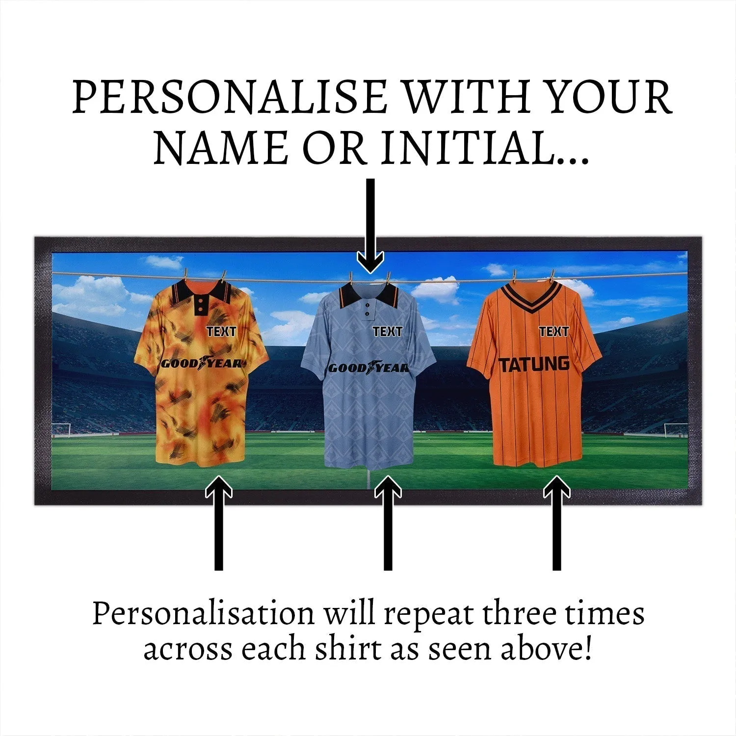 Wednesday Retro Hanging Football Shirts - Personalised Bar Runner